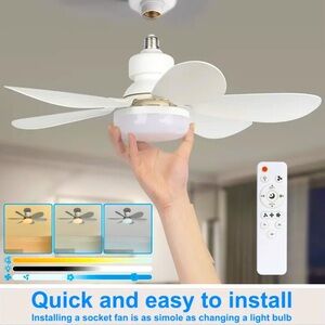 Socket Fan Light With Remote. Just screw the fan into light socket. NEW